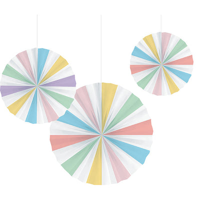 Pastel Celebrations Tissue Fans 3pcs