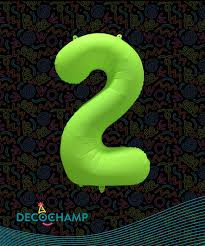 Deco Number #2 Neon Green Foil Balloon 34"