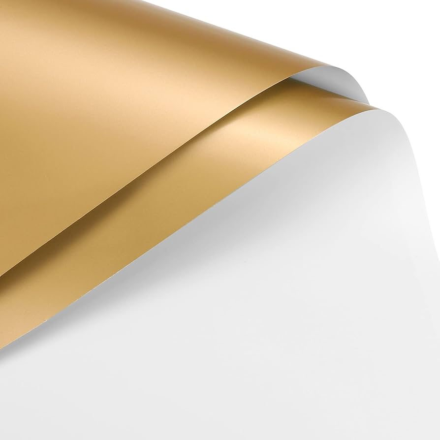 Floral Wrapping Paper Gold Reversible 22.8" x22.8" x20 Sheet White