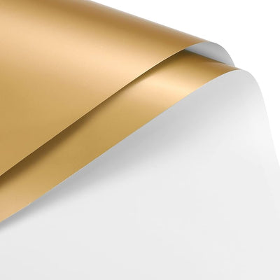 Floral Wrapping Paper Gold Reversible 22.8" x22.8" x20 Sheet White