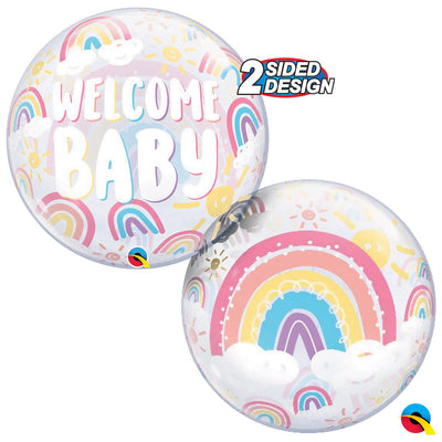 Bubble Balloon 22" Welcome Baby Boho Rainbows (Qualatex)