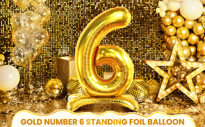 Numeral Balloon With Stand Gold #6