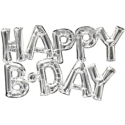Happy Bday Foil Balloon Letter Silver 11"