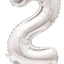 Standing Balloon Number 2 Silver 28"