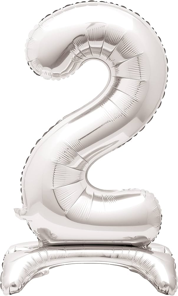 Standing Balloon Number 2 Silver 28"