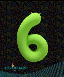 Deco Number #6 Neon Green Foil Balloon 34"