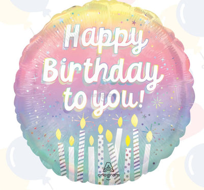 Holographic Pearlized Birthday Foil Balloon 18"