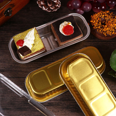 Bowl Rectangular Foil Gold Con Tapa