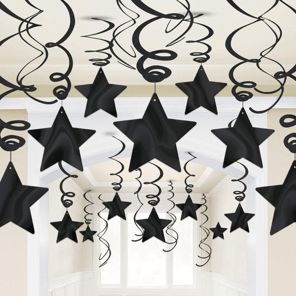 Swirl Decorations Stars Black (x30u)