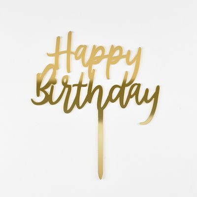 Cake topper Happy Birthday Gold