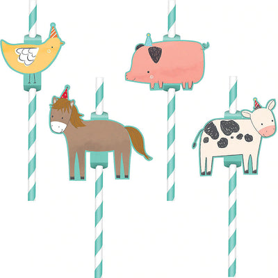 Barnyard Birthday Straws 12pcs