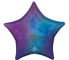 Star Blue Aura Stardust Holographic Foil Balloon 19"