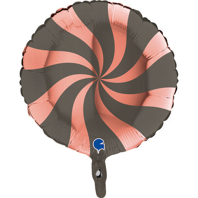 Candy Swirly Rose Gold-Platinum Grey Foil Balloon 18"