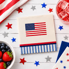 Americana Stripe Beverage Napkins 16pcs