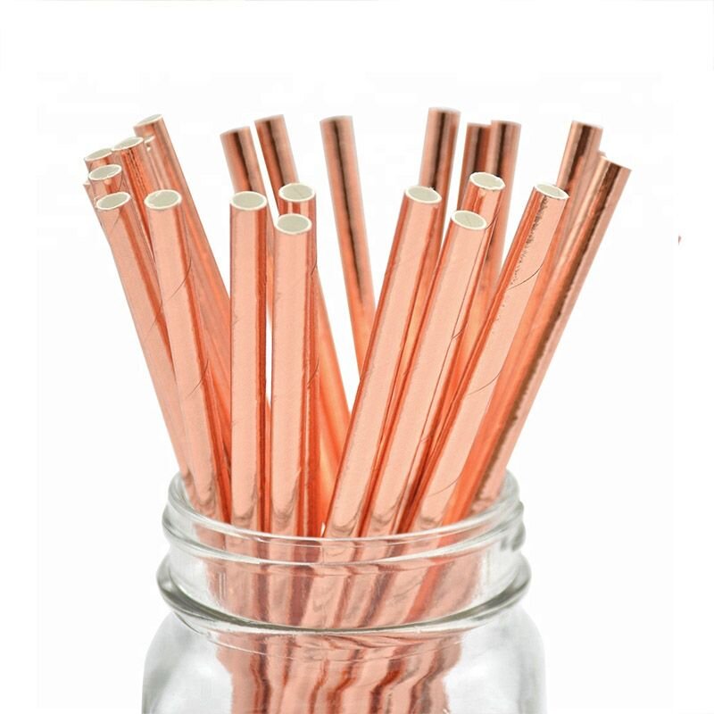 Rose Gold Foil Straws 10ct