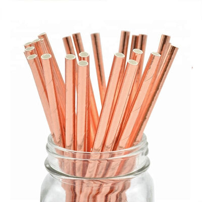 Rose Gold Foil Straws 10ct