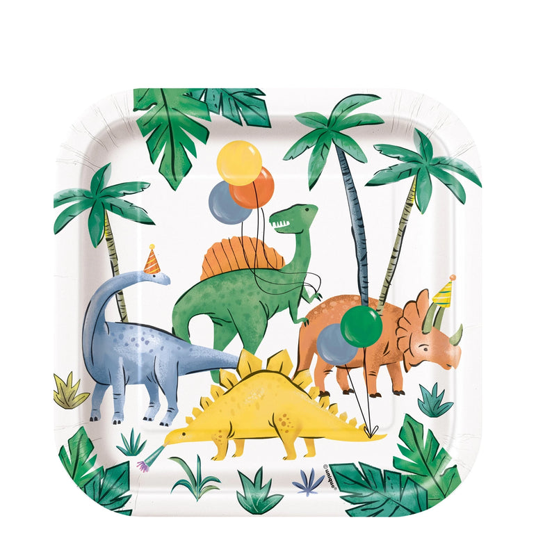 Partyying Dinosaur Plates 7" 8pcs