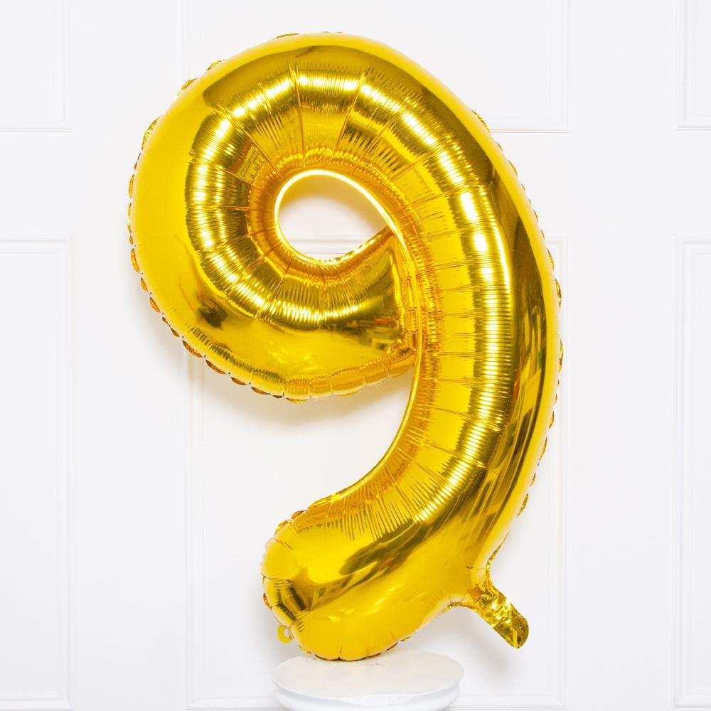 Number #9 Supershape Balloon 34" Gold