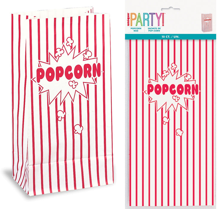 Red and White Pop Corn Bags 10ct