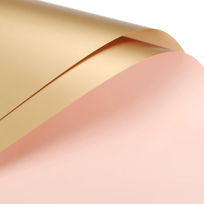 Floral Wrapping Paper Gold Reversible 22.8" x22.8" x20 Sheet Pink