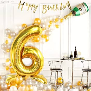 Standing Balloon Number 6 Gold 28"
