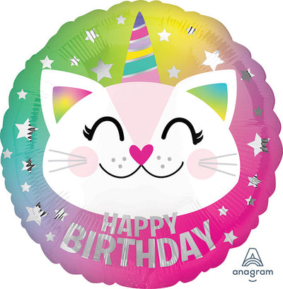 Birthday Caticorn Foil Balloons 18"