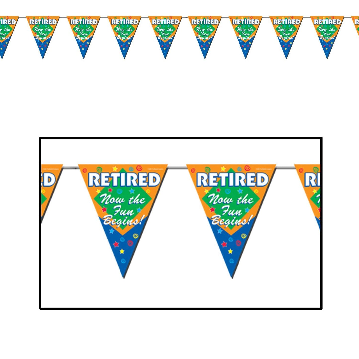 Happy Retirement Pennant Banner  Fun Begins 12FT