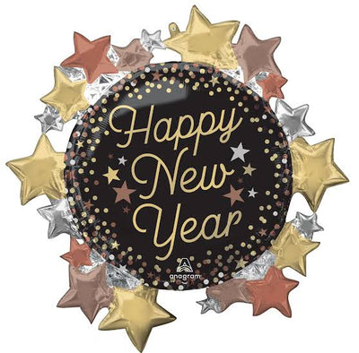 New Year Stars Luxe Supershape Balloon