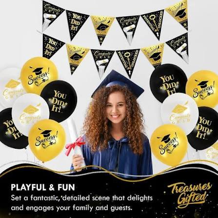 Gold Graduation Party Banner Pennant (x1u)