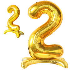 Numeral Balloon With Stand Gold #2