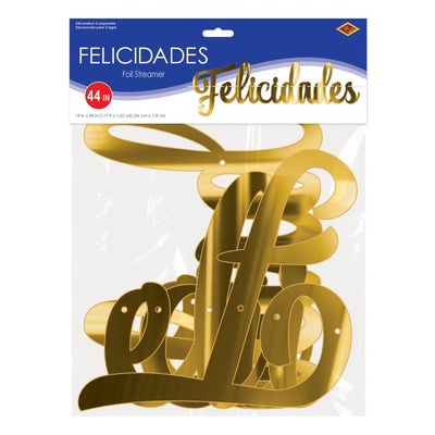 "Felicidades" Banner Foil Gold 44"