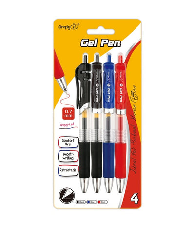 Bolígrafos Gel Pens Assorted pqt de 4