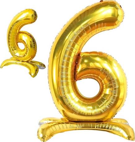 Standing Balloon Number 6 Gold 28"