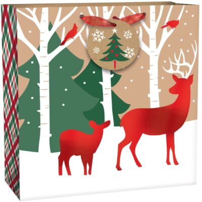 Xmas Reindeer Square Gift Bag