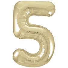 Number #5 Supershape Balloon 34" White Gold