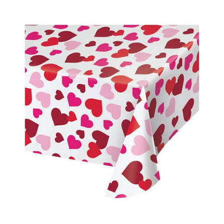 San Valentine Hearts Tablecover Plastic