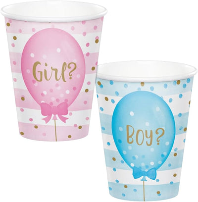 GENDER REVEAL BALLOONS Cup 9oz 8pcs