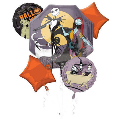 Nightmare Before Christmas Foil Balloons Bouquet 5pcs