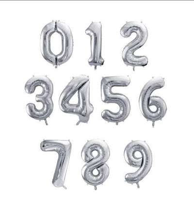 Number Foil Balloons 16" Silver