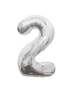 Number #2 Foil Balloon 34" Silver