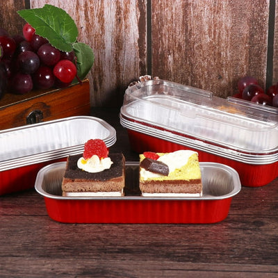 Bowl Rectangular Foil Red Con Tapa