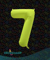 Deco Number #7 Neon Yellow Foil Balloon 34"