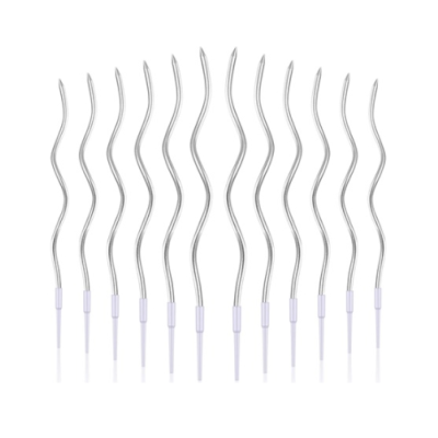 Birthday Candle Spiral Metallic Gold/Silver 12pcs