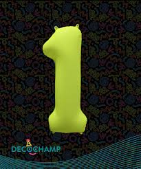 Deco Number #1 Neon Yellow Foil Balloon 34"