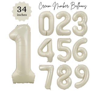 Number Foil Balloons 34" Matte Creamy Latte