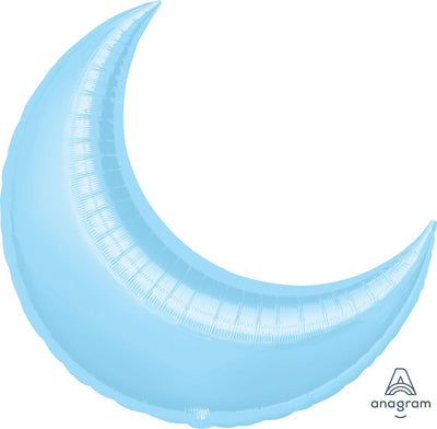 Moon Pastel Blue Satin Crescent Foil Balloon 26"