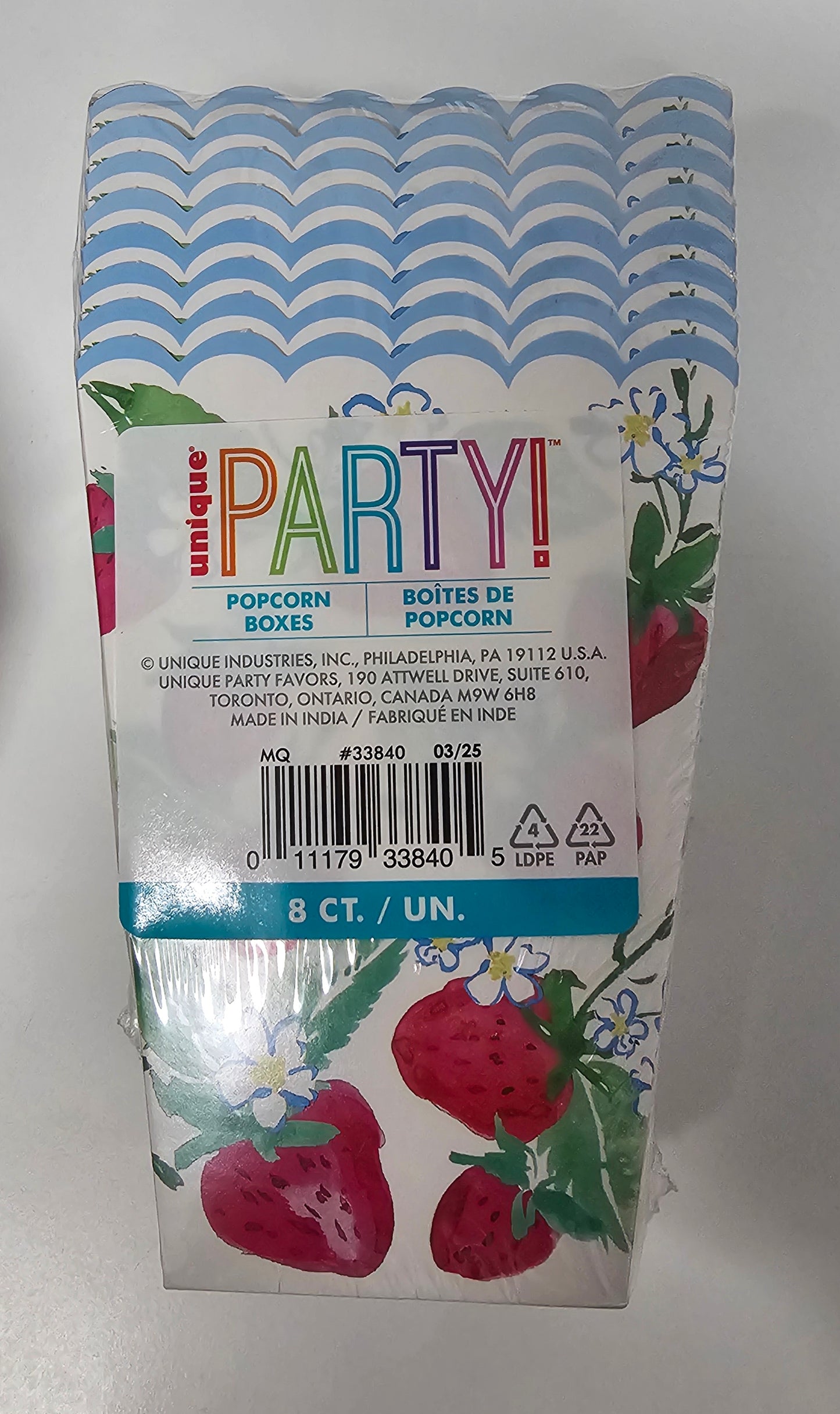Sweet Strawberry Popcorn Boxes 8pcs