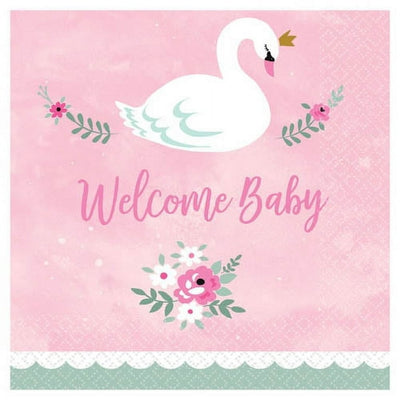 Sweet Swan Napkins (x16u)