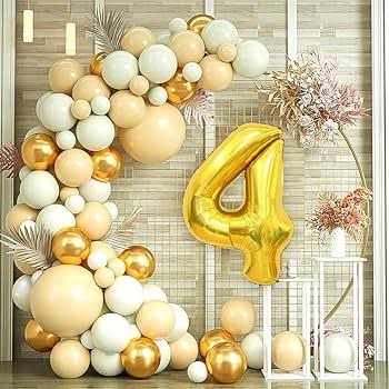 Number #4 Supershape Balloon 34" Gold