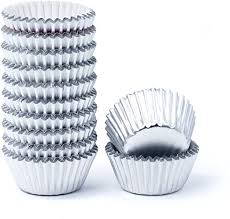 Cups Cakes  Foil Silver  25 pcs